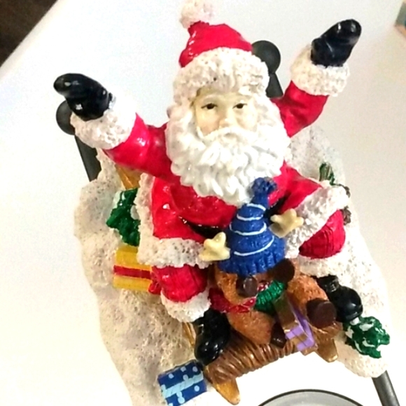 Vintage Sledding Santa Candle Holders Christmas Decor with Cute Reindeers 10x14" - Picture 6 of 10